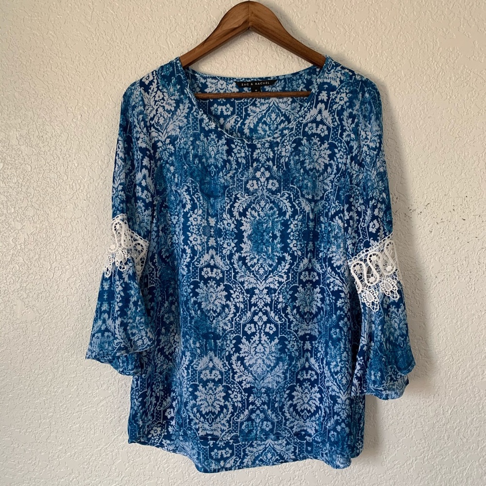 ZAC & RACHAEL bell sleeve lace top size M - Picture 3 of 15
